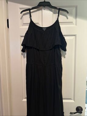 a.n.a Black One-Shoulder Maxi Dress with Ruffle